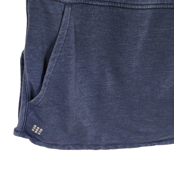 Title Nine Sweatshirt Women S Manresa Blue Hoodie Kangaroo Pocket Side Slits - Picture 2 of 6